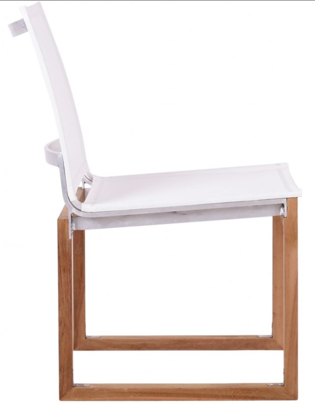 Meridian Furniture Rio Natural Teak/Off-White Fabric/Wood Outdoor Dining Side Chair-2