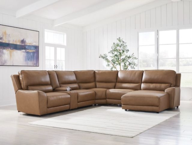 Signature Design by Ashley® Silverbrooke 6-Piece Caramel Right-Arm Facing Power Reclining Sectional and Chaise-1