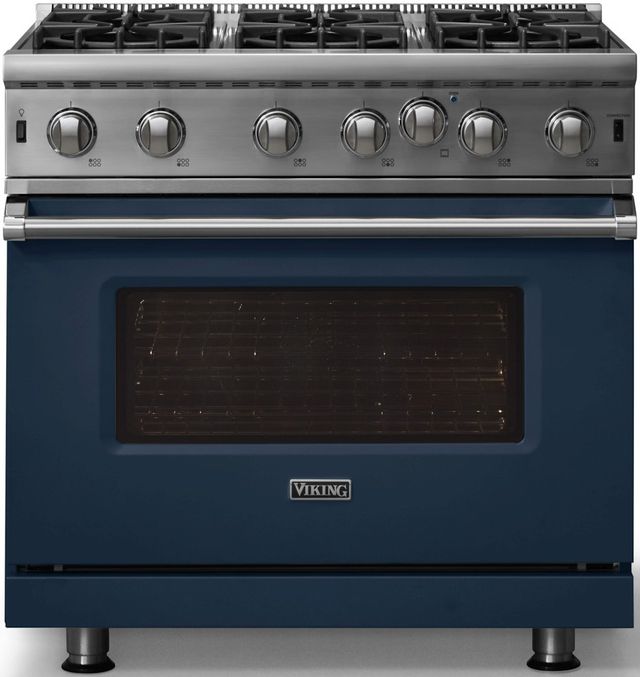 Viking® 5 Series 36" Slate Blue Pro Style Liquid Propane Gas Range-3