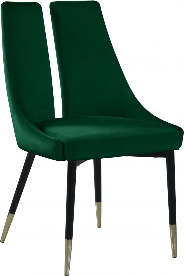 Meridian Furniture Sleek Green Velvet Dining Chair-0