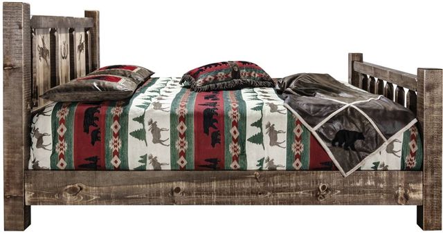 Montana Woodworks® Homestead Stain & Clear Lacquer Twin Bed with Laser Engraved Bronc Design-2