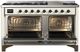 Ilve® Majestic III 60" Antique White Pro Style Dual Fuel Natural Gas Range with Solid Door and Burnished Trim-1