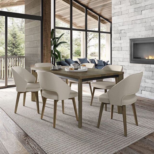 Amisco Customizable Loretta Dining Arm Chair with Upholstered Seat and Backrest with Solid Wood Base-2