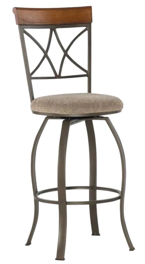 Powell® Hamilton Beige/Matte Pewter Swivel Bar Stool-0