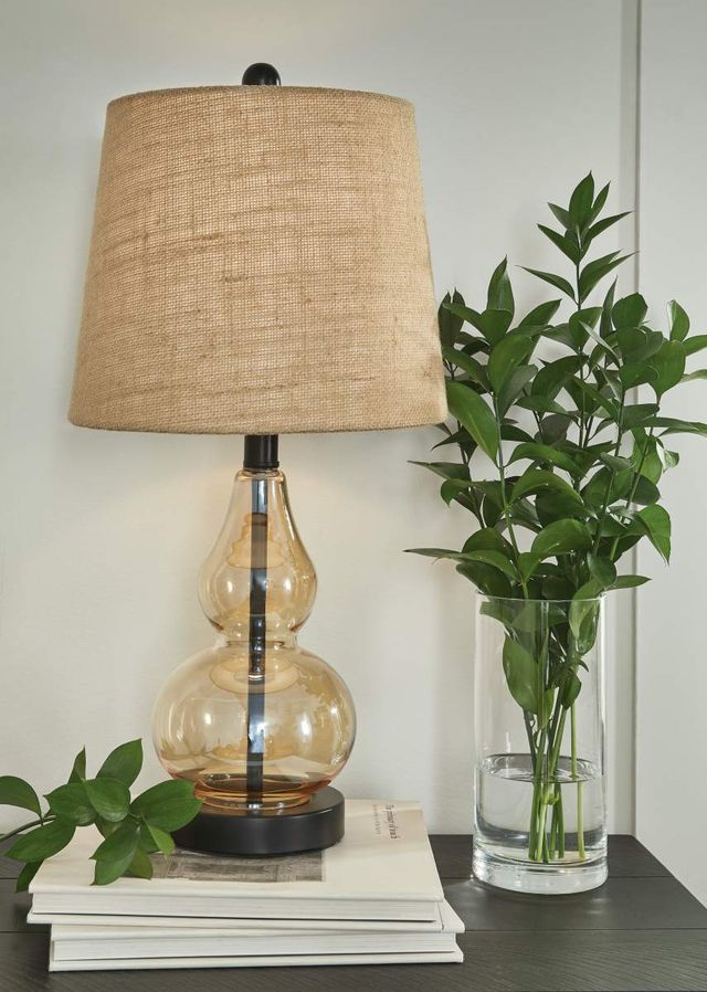 Signature Design by Ashley® Makana Champagne/Black Glass Table Lamp-2
