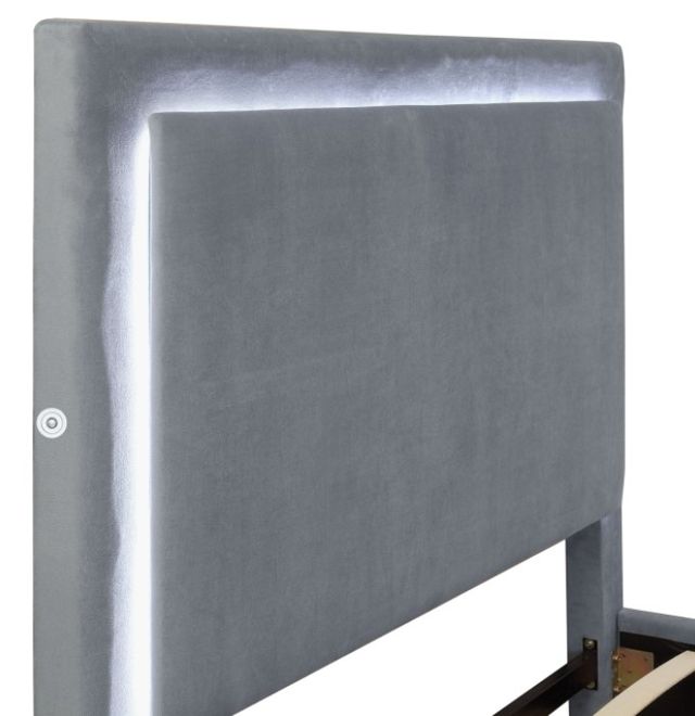 Mazin Furniture Lumina Upholstered Gray Queen Platform Bed-2
