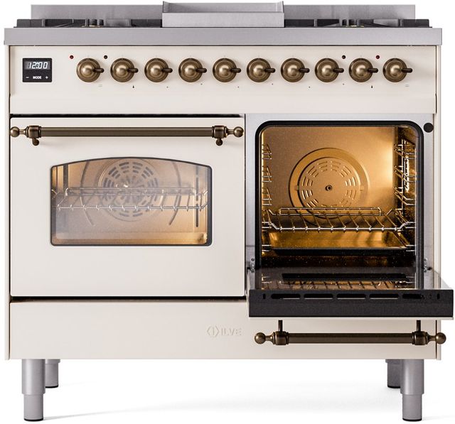 Ilve® Nostalgie II Series 40" Antique White Pro Style Dual Fuel Range-3