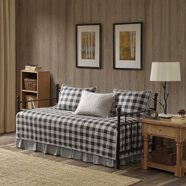 Olliix by Woolrich 5 Piece Gray Day Bed Buffalo Check Cover Set-0