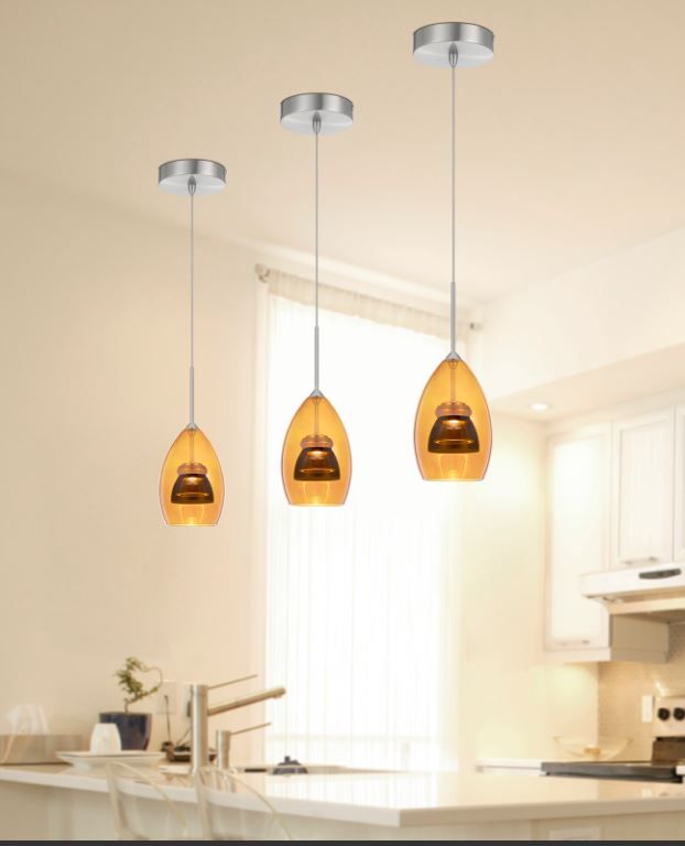 Cal® Lighting & Accessories Amber/Smoke Mini Pendant-1