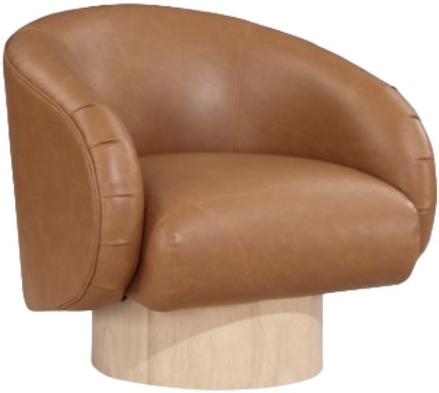 Meridian Furniture Gibson Cognac Vegan Leather Swivel Chair-0