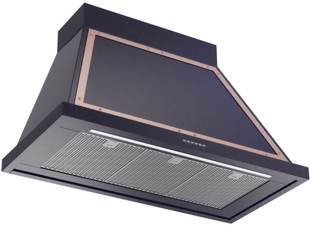 Ilve® Nostalgie II Noblesse 40" Midnight Blue Wall Mounted Range Hood with Copper Trim-1