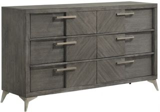 Bernards Aries Gray 6-Drawer Dresser