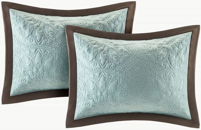 Olliix by Madison Park 9 Piece Blue Queen Juliana Charmeuse Comforter Set-4