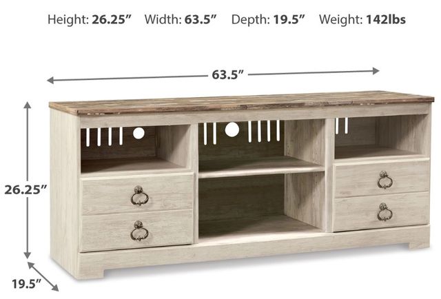 Signature Design by Ashley® Willowton Whitewash TV Stand with Fireplace Option-2
