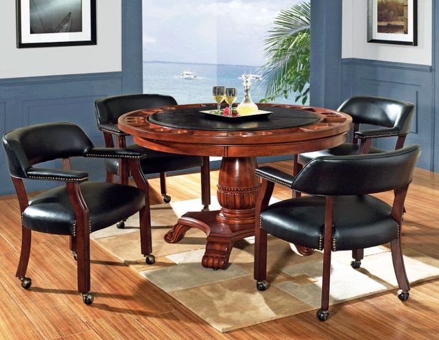 Steve Silver Co. Tournament 6-Piece Black/Medium Cherry Game Table Set-1