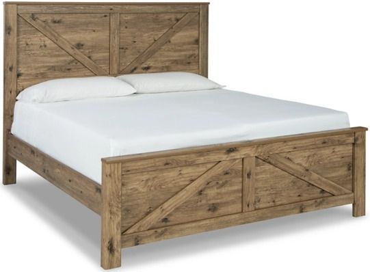 Signature Design by Ashley® Shurlee Light Brown King Crossbuck Panel Bed-1
