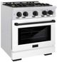 ZLINE Autograph Edition 30" Satin Stainless Steel Pro Style Gas Range with White Matte Door and Matte Black Accents-2