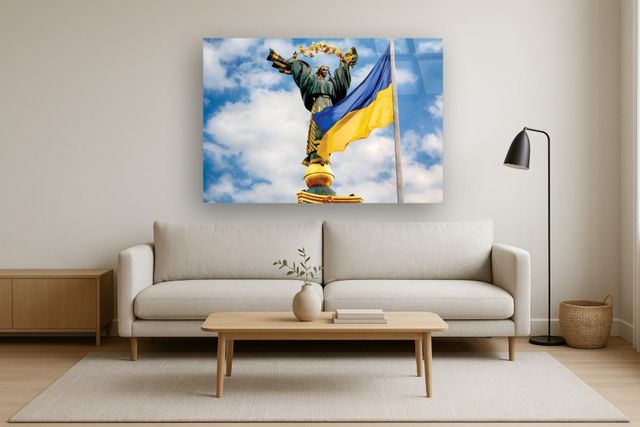 Classy Living Wordly Ukraine Independence Monument with Flag Wall Art-1
