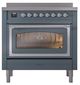Ilve® Nostalgie II Noblesse 36'' Blue Gray Pro Style Induction Range with Chrome Trim-1