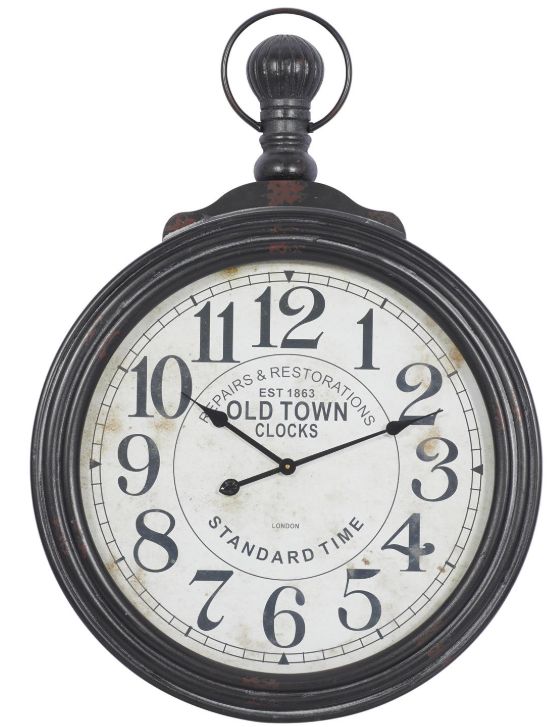 Deco Marche Distressed Brown Round Wall Clock-0