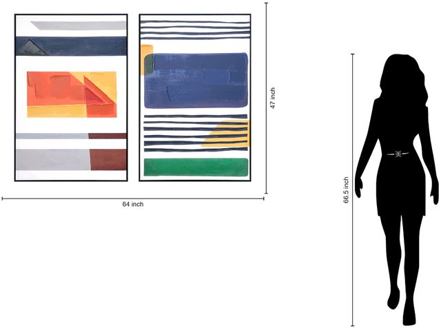 Classy Living 2-Piece Geometric Color Harmony Diptych Wall Art Set-2