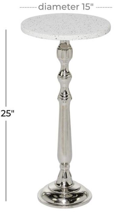 Deco Marche White Side Table with Silver Base-2