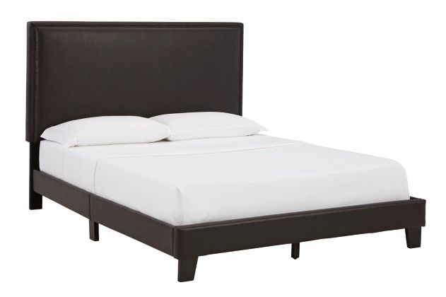 Signature Design by Ashley® Mesling Dark Brown Queen Upholstered Bed-1