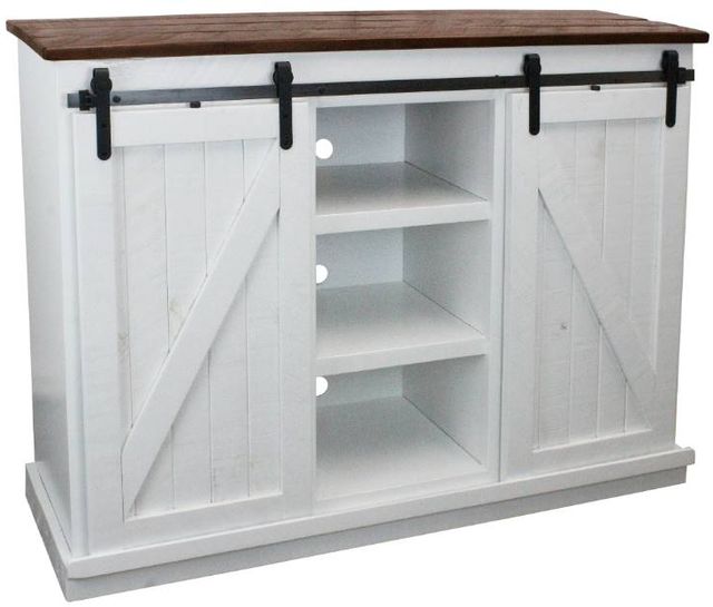 American Heartland Manufacturing Rustic Two Tone Brown/White Tall Quaint TV Stand-0