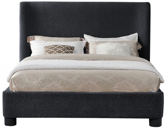 Meridian Furniture Penny Black Full Chenille Fabric Upholstered Panel Bed-1