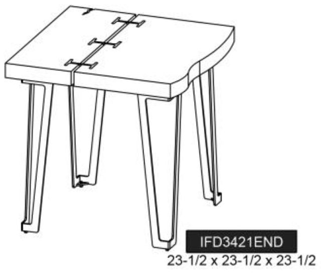 International Furniture Direct Walnut Reddish Brown End Table with Black Base-2