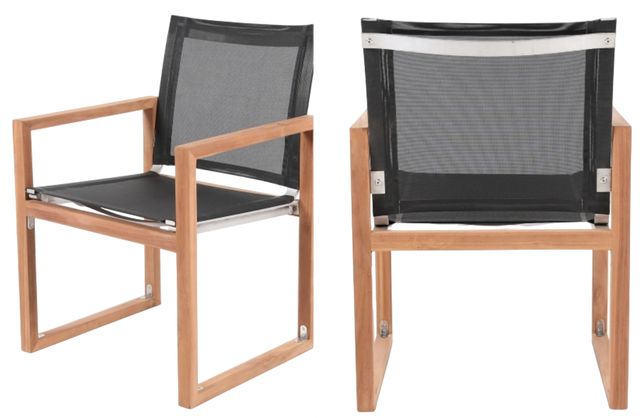 Meridian Furniture Tulum Black Fabric Outdoor Dining Arm Chair-1