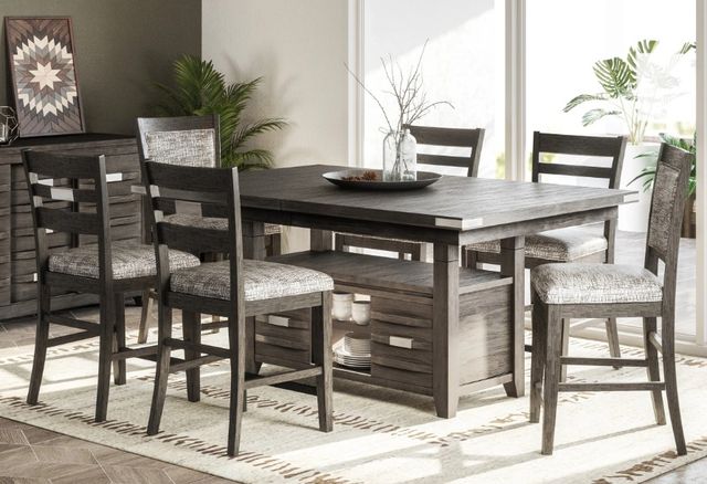 Jofran Inc. Altamonte 7-Piece Brushed Gray/Dark Charcoal Rectangle Dining Table-0