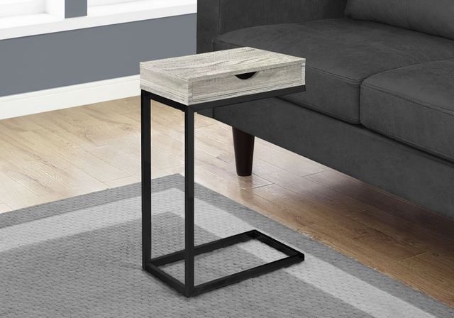 Monarch Specialties Inc. Gray Reclaimed Wood Drawer Table with Black Metal Base -1