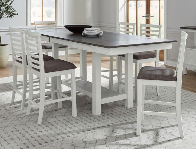 Liberty Furniture Brook Bay 7-Piece Carbon Gray/Textured White Gathering Table Set-1