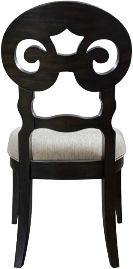 Riverside Furniture Mix-N-Match Chairs 2-Piece Beige/ Rubbed Black Scroll Back Upholstered Dining Side Chair Set-3