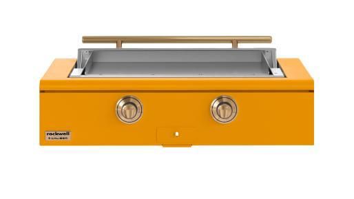 Caliber™ Rockwell Social 42" Saffron Built-In Natural Gas Outdoor Griddle with Gold Hardware-0