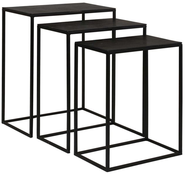 Uttermost® Coreene 3-Piece Antique Bronze Nesting Table Set with Aged Black Base-0