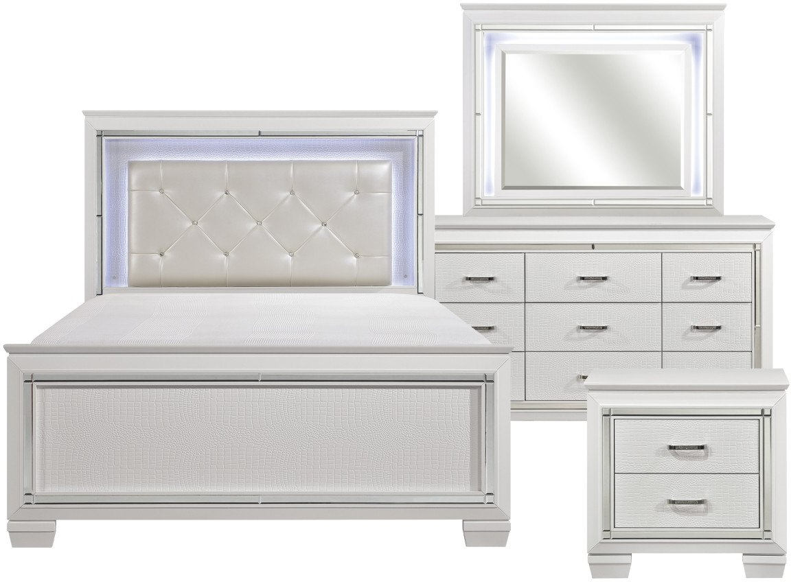 Allura White 4-Pc Queen Bedroom Set | Lacks Furniture