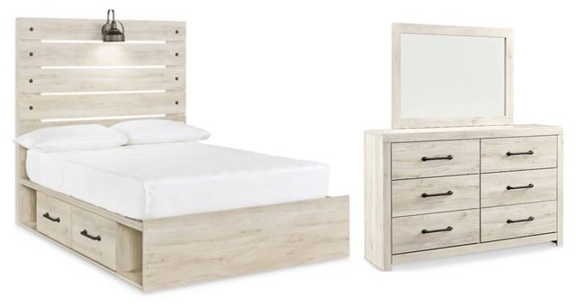 Signature Design by Ashley® Cambeck 3-Piece Whitewash Full Panel Storage Bed Set-0