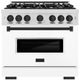 ZLINE Classic Series Autograph Edition 36" Satin Stainless Steel Pro Style Dual Fuel Range with White Matte Door and Matte Black Accents-0