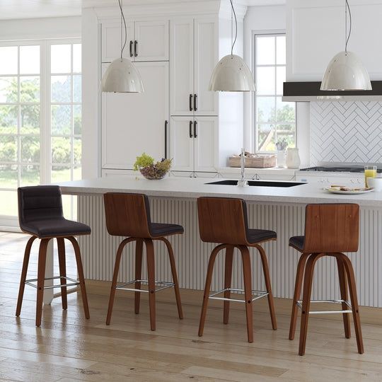 Armen Living Vienna Brown/Walnut Swivel Bar Stool-1