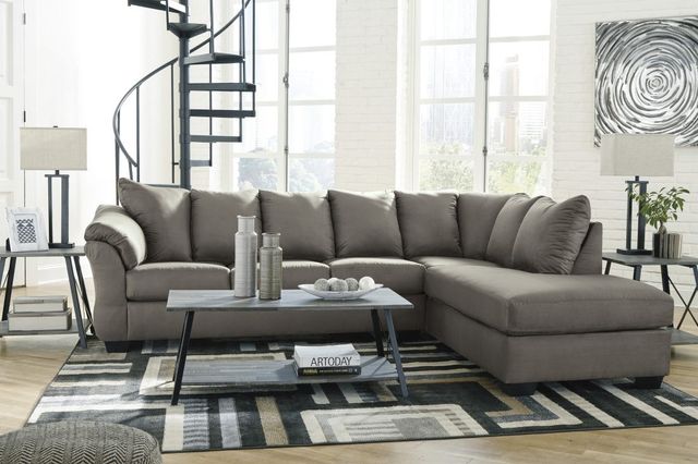 Signature Design by Ashley® Darcy 2-Piece Cobblestone Right-Arm Facing Sofa Sectional and Chaise-4