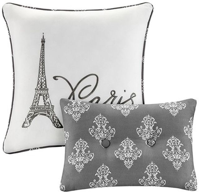 Olliix by 510 Design Grey/Charcoal King/California King Marseille 5 Piece Reversible Paris Print Duvet Cover Set-4