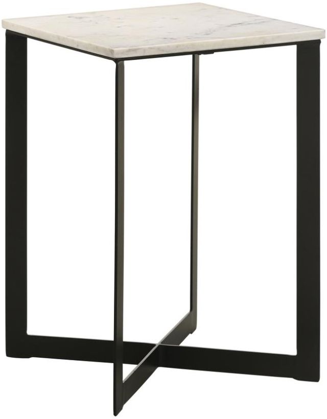 Coaster® Tobin White End Table with Black Base-0