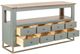 International Furniture Direct Timber Brown/Green Sofa Table with Gold Base-4