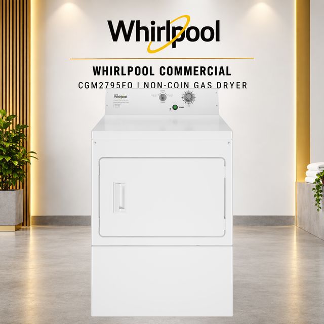 Whirlpool Commercial 7.4 Cu. Ft. Non-Coin Gas Front-Load Dryer - White-2