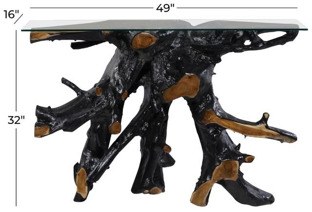 Deco Marche U Select Glass Top Console Table with Black Base-3