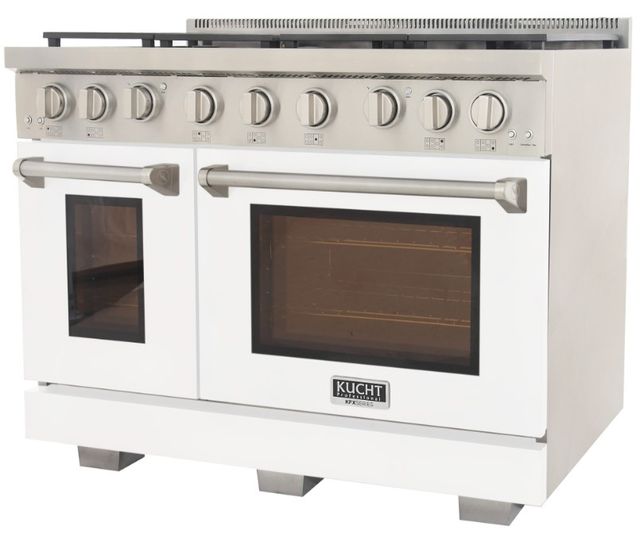 Kucht Professional KFX Series 48" Stainless Steel Pro Style Liquid Propane Gas Range with White Door and True Simmer Burners-2