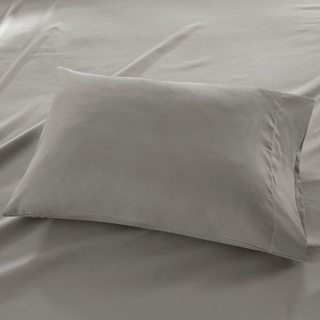 Olliix by Madison Park Grey Queen 3M Microcell All Season Moisture Wicking Lightweight Sheet Set-1