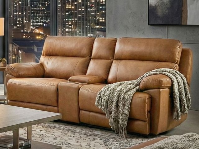 Steve Silver Co. Gatlin 3-Piece Brown Leather Dual-Power Reclining Loveseat-1